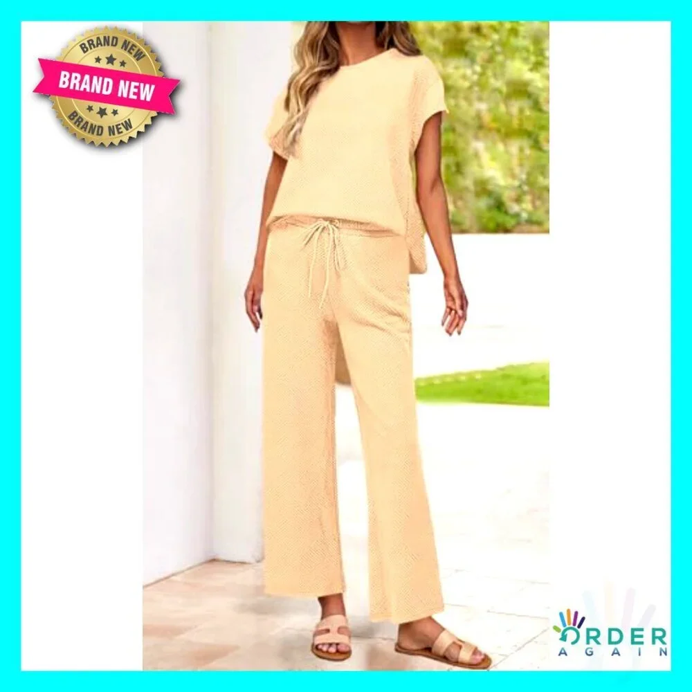Oversized Lounge Set Casual Tracksuit Wide Leg Pants Matching Two Piece Outfit